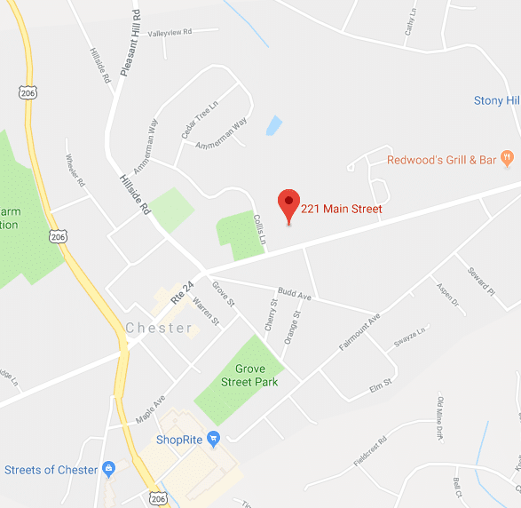 Map to Chester Family Dental - 221 Main St, Chester, NJ 07930